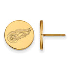 Sterling Silver Gold-plated NHL LogoArt Detroit Red Wings Small Disc Post Earrings