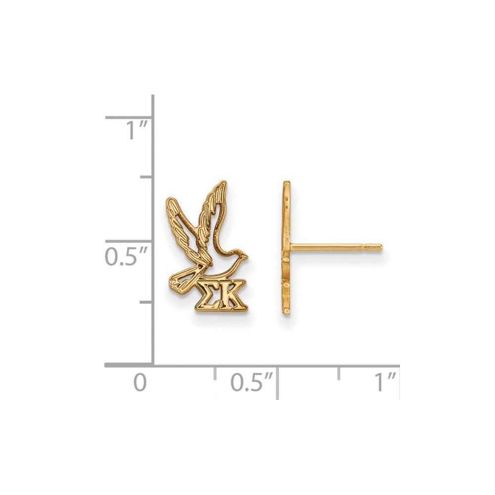 Sterling Silver Gold-plated LogoArt Sigma Kappa Sorority Symbol Extra Small Post Earrings