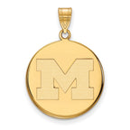 10k Gold LogoArt University of Michigan Letter M Large Disc Pendant