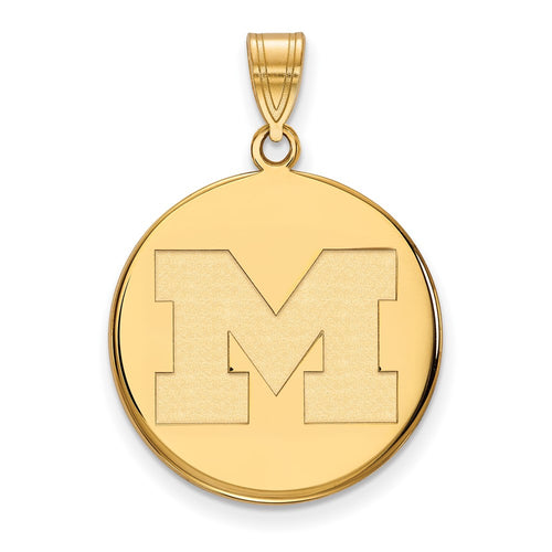 10k Gold LogoArt University of Michigan Letter M Large Disc Pendant