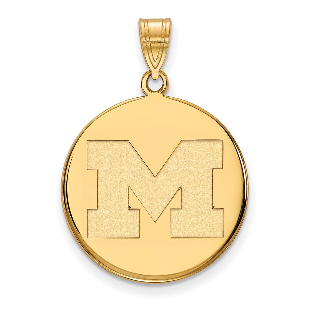 14k Gold LogoArt University of Michigan Letter M Large Disc Pendant