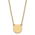 Sterling Silver Gold-plated LogoArt University of North Carolina Small Disc 18 inch Necklace
