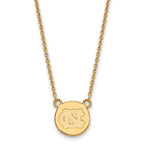 Sterling Silver Gold-plated LogoArt University of North Carolina Small Disc 18 inch Necklace