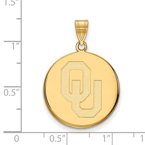 10k Gold LogoArt University of Oklahoma O-U Large Disc Pendant