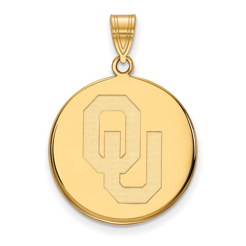 10k Gold LogoArt University of Oklahoma O-U Large Disc Pendant