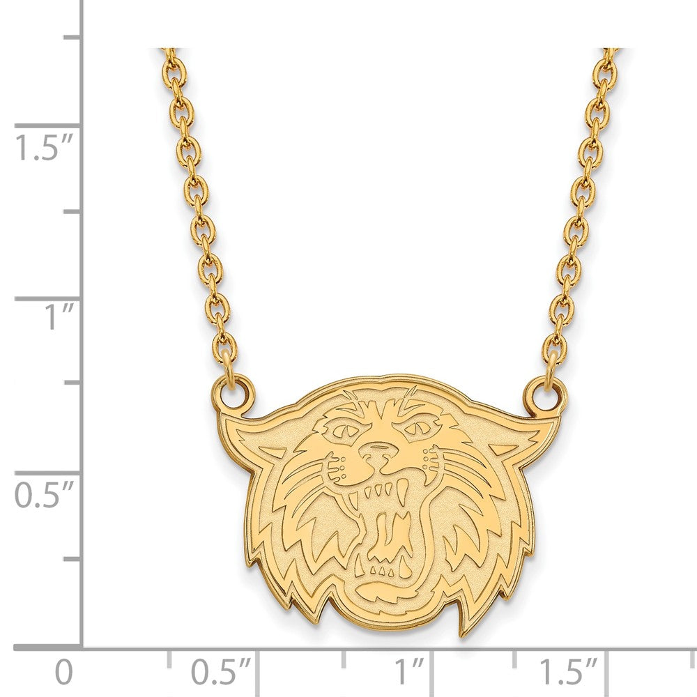 Sterling Silver Gold-plated LogoArt Villanova University Wildcat Large Pendant 18 inch Necklace