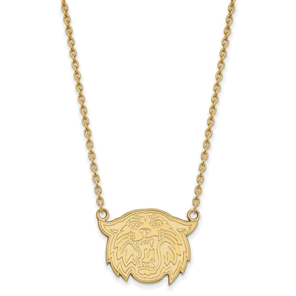 Sterling Silver Gold-plated LogoArt Villanova University Wildcat Large Pendant 18 inch Necklace