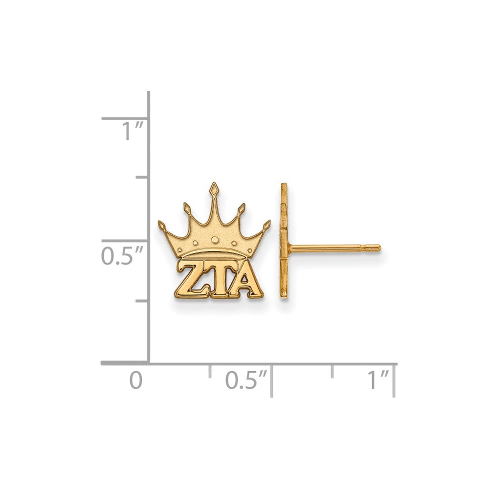 Sterling Silver Gold-plated LogoArt Zeta Tau Alpha Sorority Symbol Extra Small Post Earrings