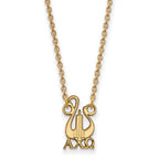 Sterling Silver Gold-plated LogoArt Alpha Chi Omega Sorority Symbol Small Pendant 18 inch Necklace