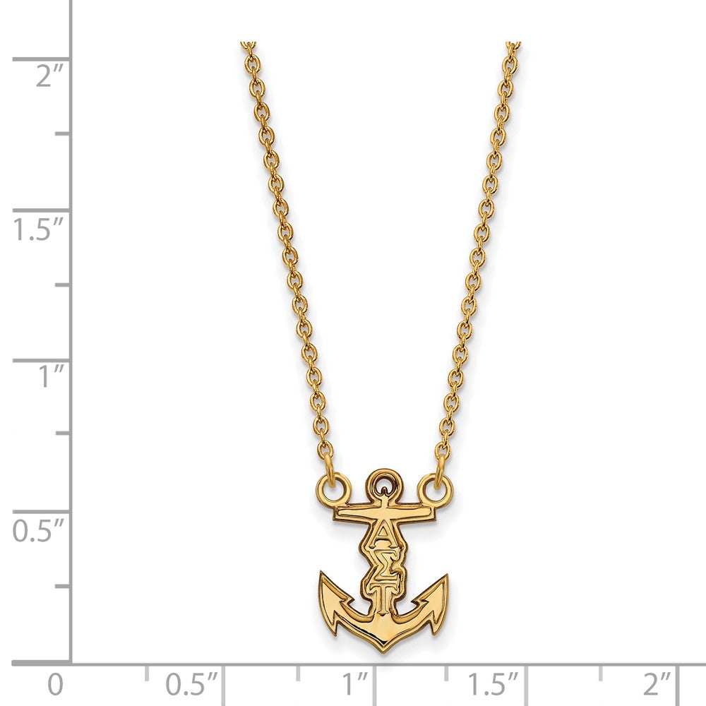 Sterling Silver Gold-plated LogoArt Alpha Sigma Tau Sorority Symbol Extra Small Pendant 18 inch Necklace