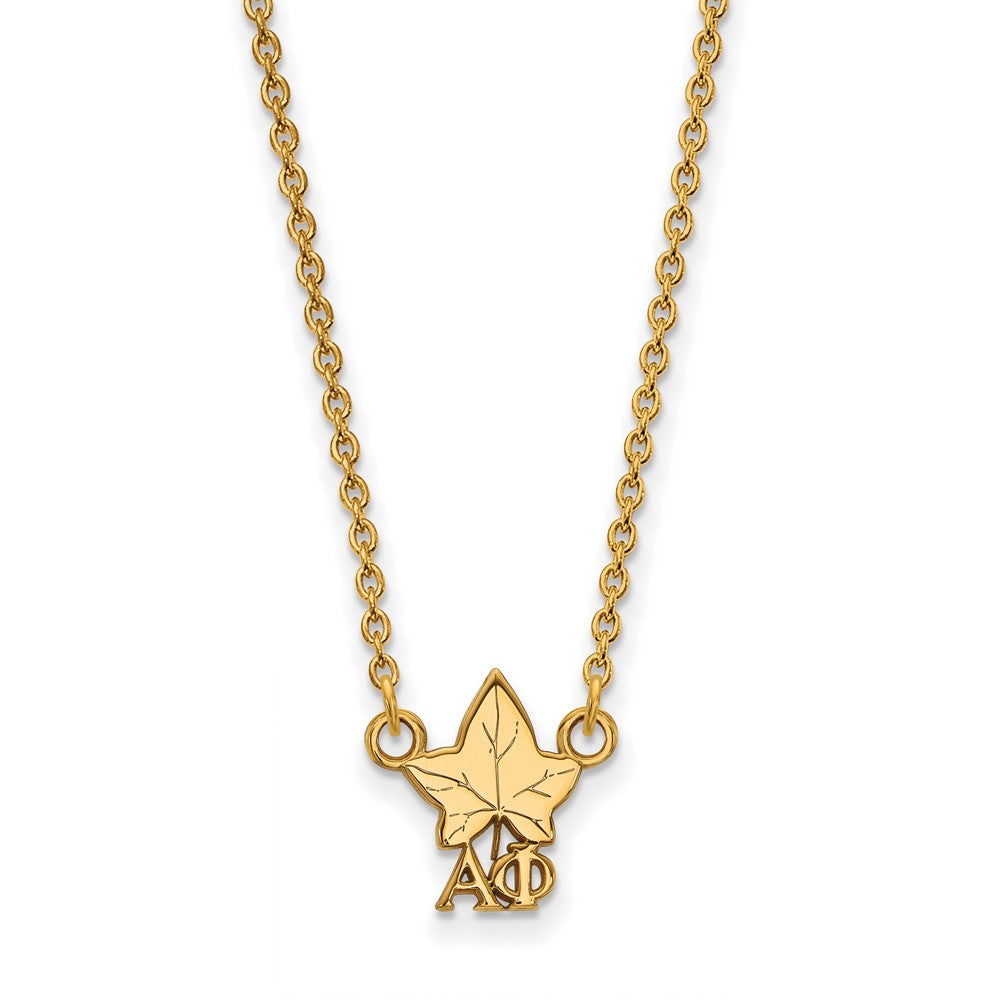 Sterling Silver Gold-plated LogoArt Alpha Phi Sorority Symbol Extra Small Pendant 18 inch Necklace