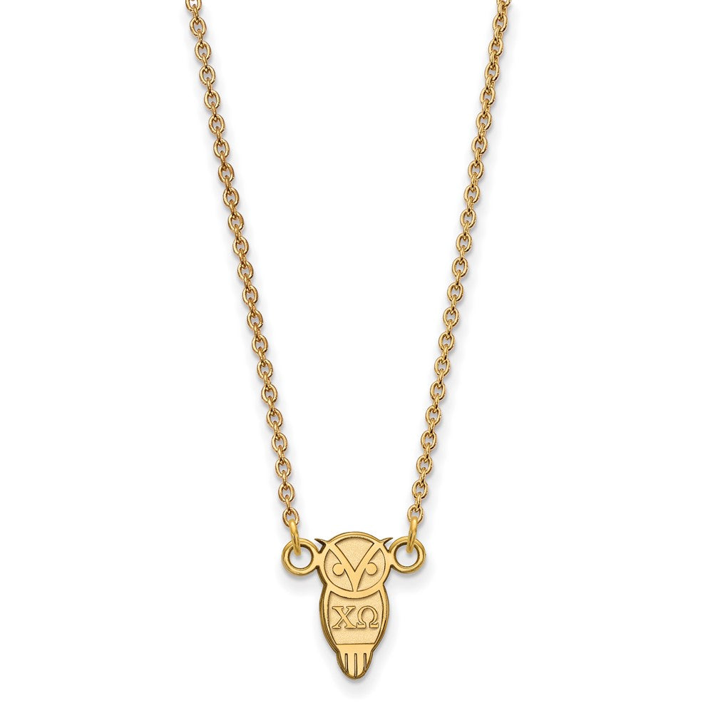 Sterling Silver Gold-plated LogoArt Chi Omega Sorority Symbol Extra Small Pendant 18 inch Necklace