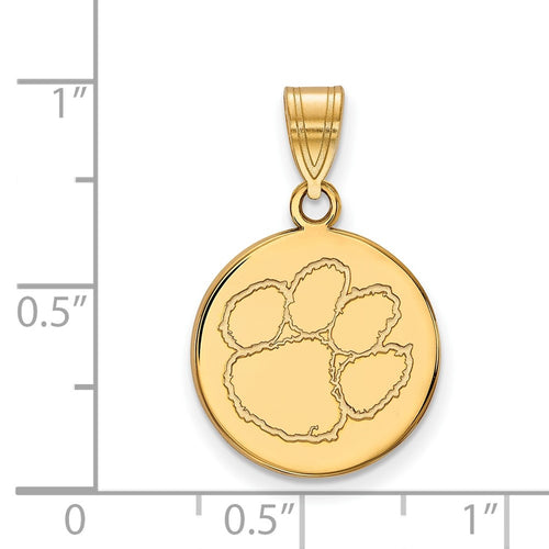 10k Gold LogoArt Clemson University Tiger Paw Medium Disc Pendant