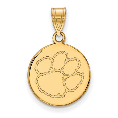 10k Gold LogoArt Clemson University Tiger Paw Medium Disc Pendant