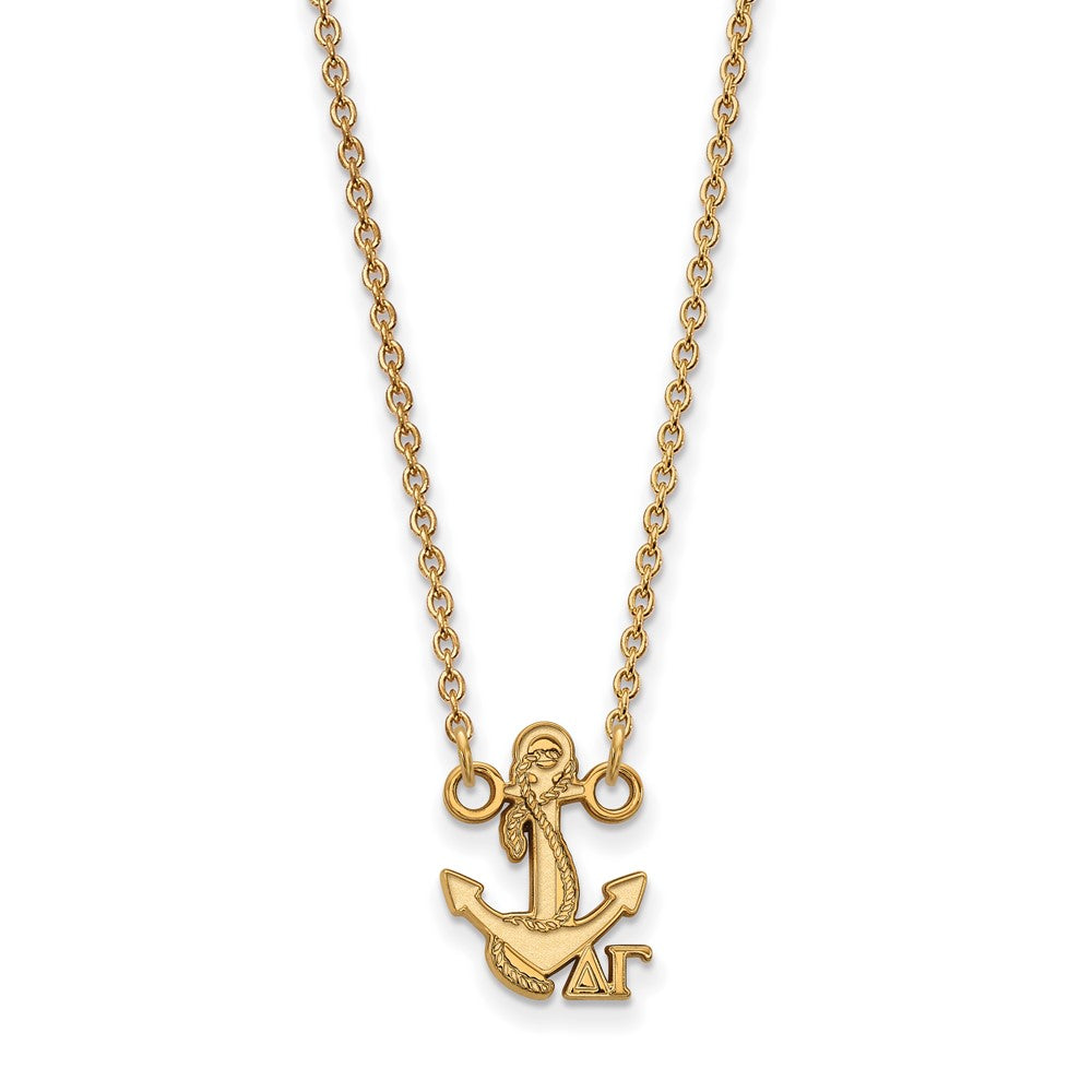 Sterling Silver Gold-plated LogoArt Delta Gamma Sorority Symbol Extra Small Pendant 18 inch Necklace