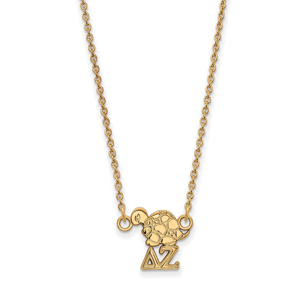 Sterling Silver Gold-plated LogoArt Delta Zeta Sorority Symbol Extra Small Pendant 18 inch Necklace