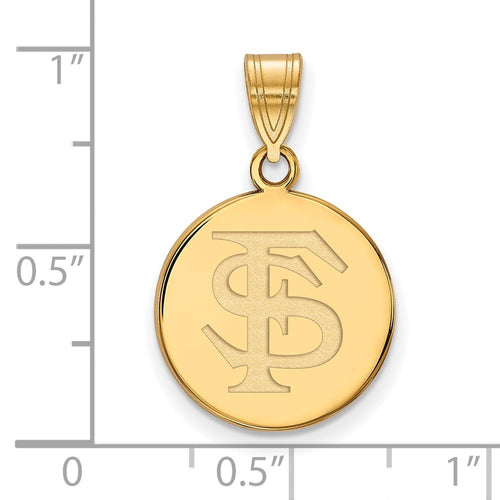 10k Gold LogoArt Florida State University F-S Medium Disc Pendant