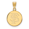 Sterling Silver Gold-plated LogoArt Florida State University F-S Medium Disc Pendant