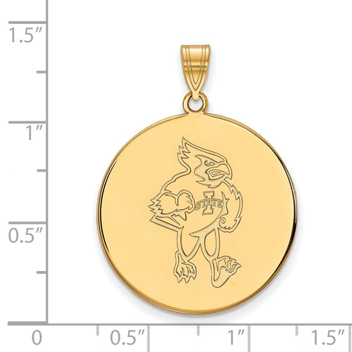 10k Gold LogoArt Iowa State University Cardinal Extra Large Disc Pendant