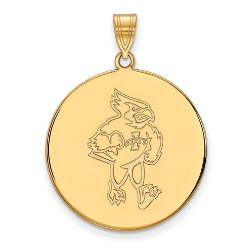 10k Gold LogoArt Iowa State University Cardinal Extra Large Disc Pendant