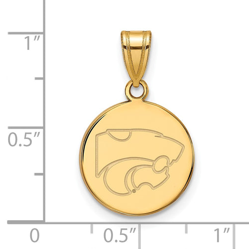 10k Gold LogoArt Kansas State University Wildcat Medium Disc Pendant