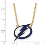 Sterling Silver Gold-plated NHL LogoArt Tampa Bay Lightning Large Enameled Pendant 18 inch Necklace