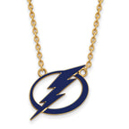 Sterling Silver Gold-plated NHL LogoArt Tampa Bay Lightning Large Enameled Pendant 18 inch Necklace