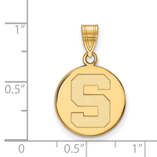 10k Gold LogoArt Michigan State University Letter S Medium Disc Pendant