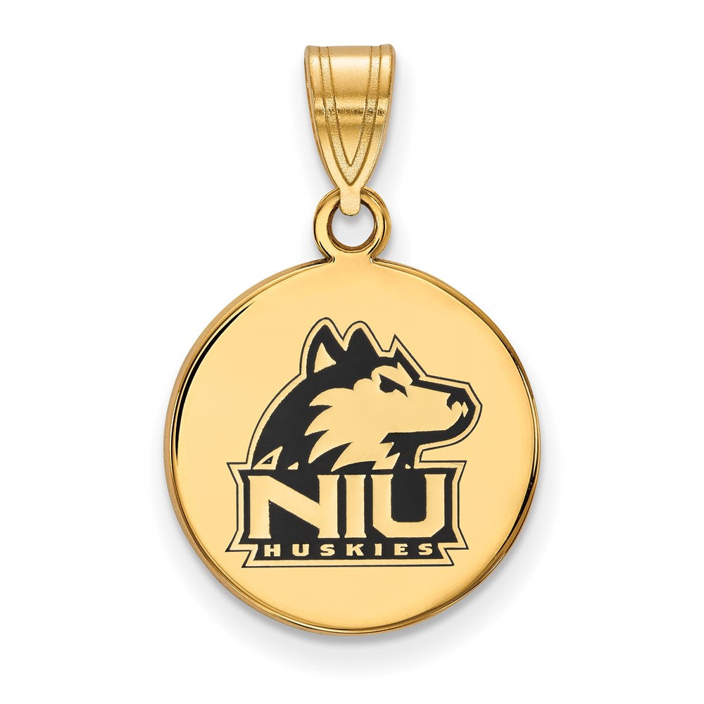 Sterling Silver Gold-plated LogoArt Northern Illinois University N-I-U Huskies Medium Enameled Disc Pendant