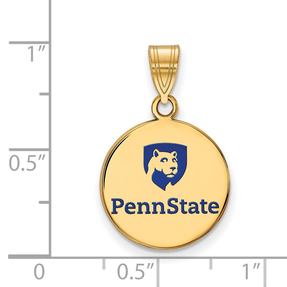 Sterling Silver Gold-plated LogoArt Penn State University Medium Enameled Disc Pendant