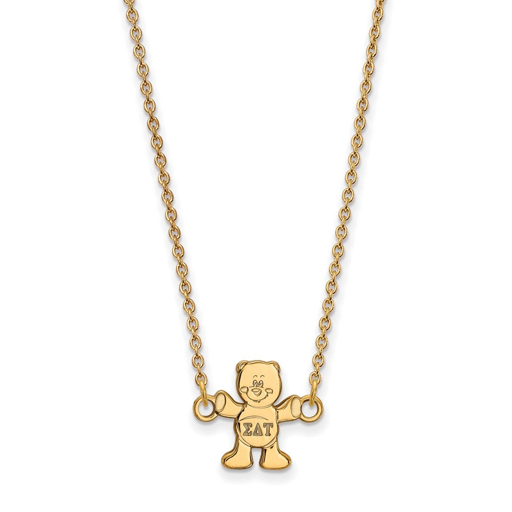 Sterling Silver Gold-plated LogoArt Sigma Delta Tau Sorority Symbol Extra Small Pendant 18 inch Necklace