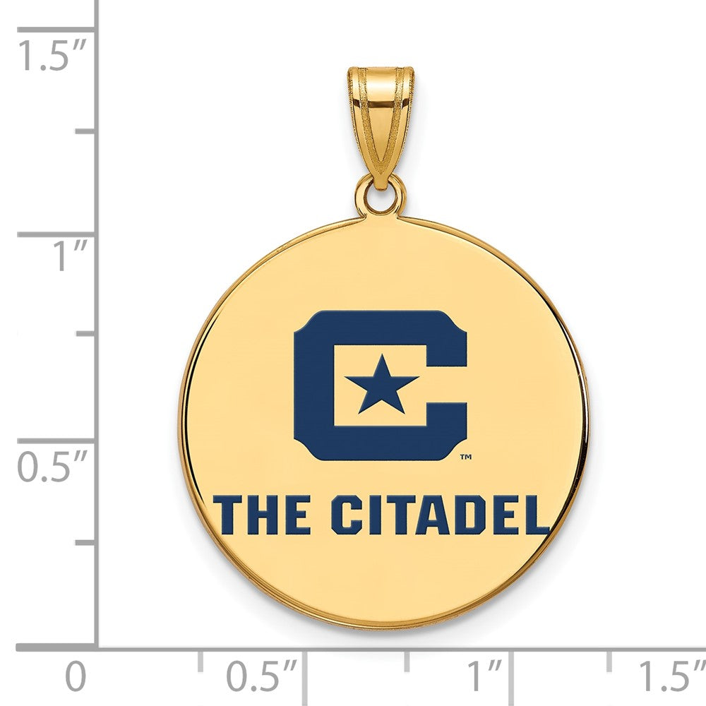 Sterling Silver w/GP LogoArt The Citadel XL Enamel Pendant