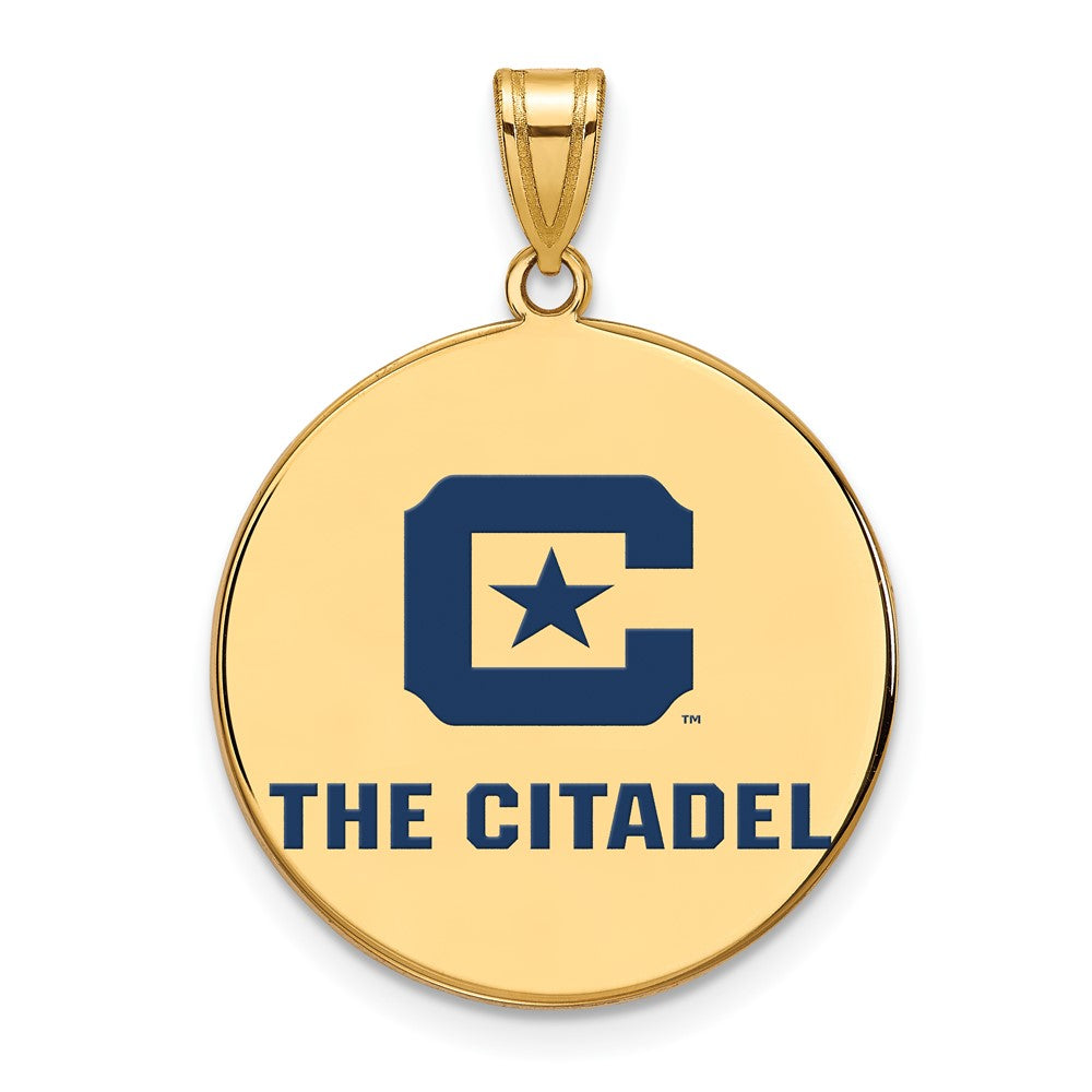 Sterling Silver w/GP LogoArt The Citadel XL Enamel Pendant