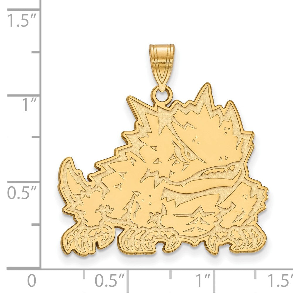 10k Gold LogoArt Texas Christian University Horned Frog Extra Large Pendant