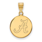 10k Gold LogoArt University of Alabama Letter A Medium Disc Pendant