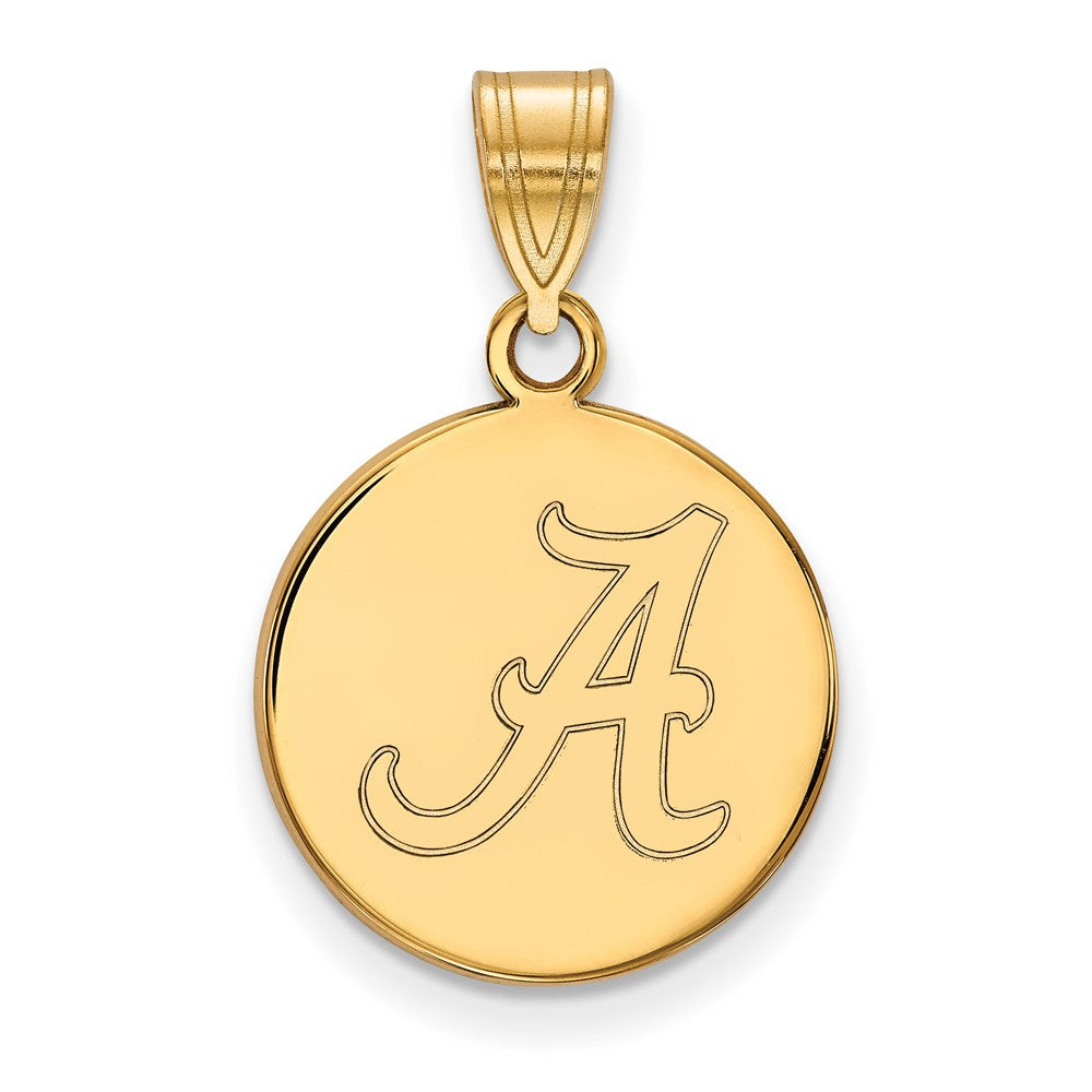 14k Gold LogoArt University of Alabama Letter A Medium Disc Pendant