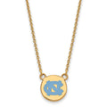 Sterling Silver Gold-plated LogoArt University of North Carolina Small Enameled Disc Pendant 18 inch Necklace