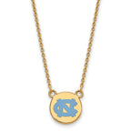 Sterling Silver Gold-plated LogoArt University of North Carolina Small Enameled Disc Pendant 18 inch Necklace