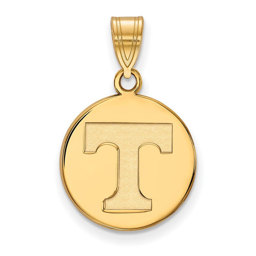 10k Gold LogoArt University of Tennessee Letter T Medium Disc Pendant