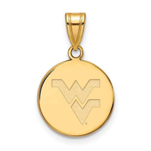 10k Gold LogoArt West Virginia University W-V Medium Disc Pendant