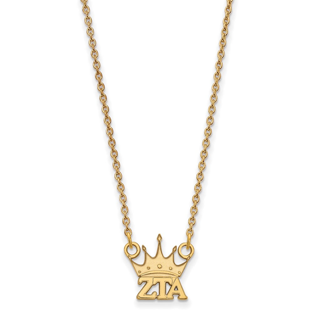 Sterling Silver Gold-plated LogoArt Zeta Tau Alpha Sorority Symbol Extra Small Pendant 18 inch Necklace