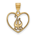 Sterling Silver Gold-plated LogoArt Alpha Chi Omega Sorority Symbol Heart Pendant