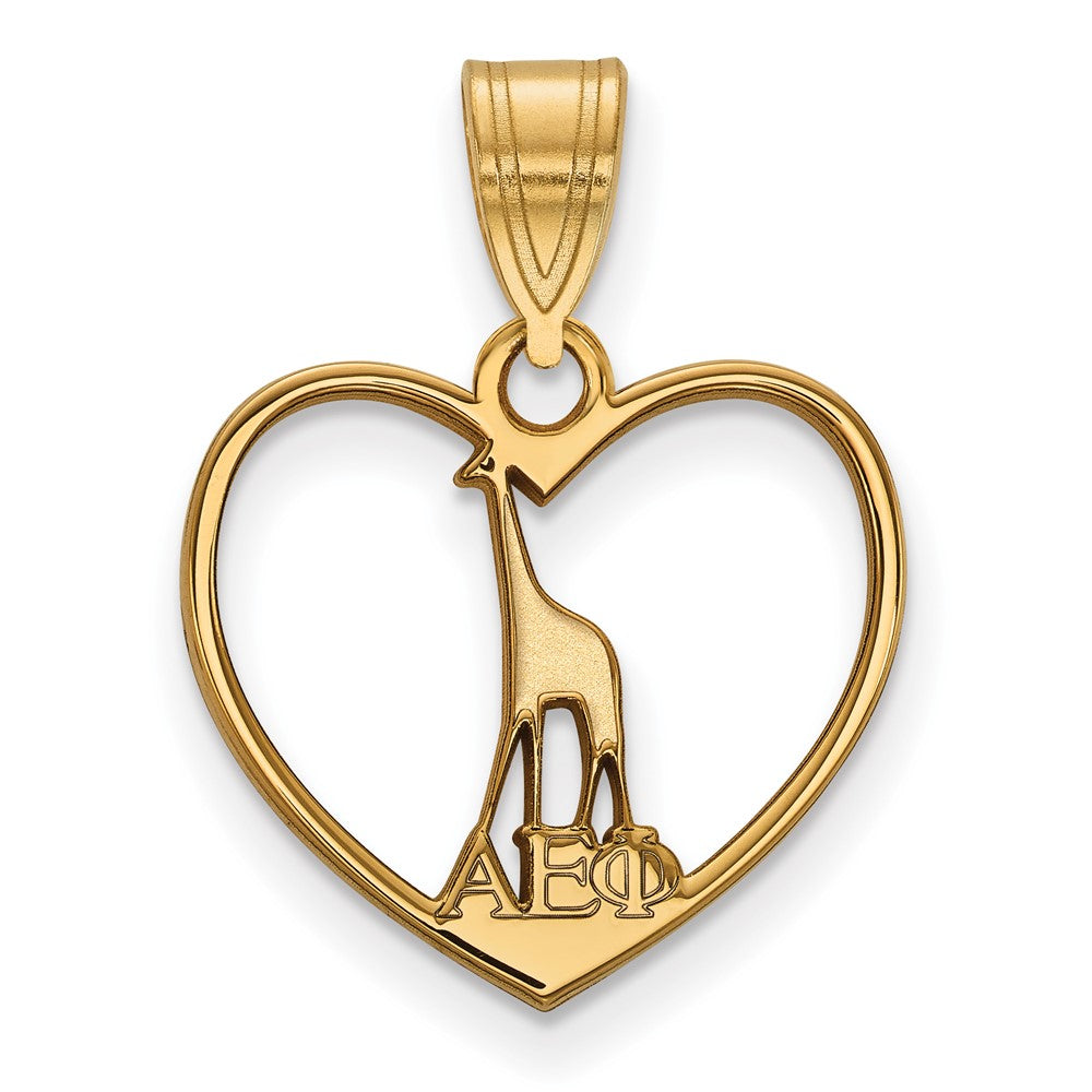 Sterling Silver Gold-plated LogoArt Alpha Epsilon Phi Sorority Symbol Heart Pendant