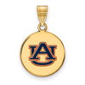 Sterling Silver Gold-plated LogoArt Auburn University Medium Enameled Disc Pendant