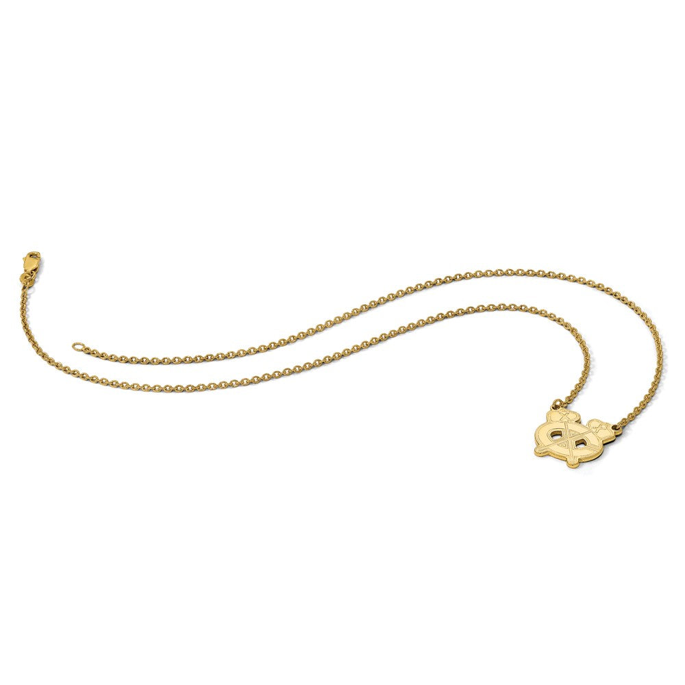14k Gold NHL LogoArt Chicago Blackhawks Letter C and Tomahawk Small Pendant 18 inch Necklace