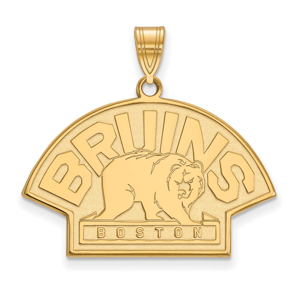Sterling Silver Gold-plated NHL LogoArt Boston Bruins Large Pendant