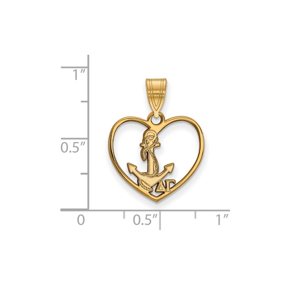 Sterling Silver Gold-plated LogoArt Delta Gamma Sorority Symbol Heart Pendant