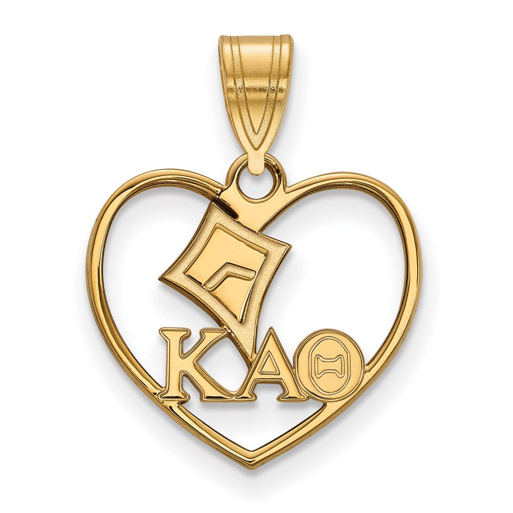 Sterling Silver Gold-plated LogoArt Kappa Alpha Theta Sorority Symbol Heart Pendant