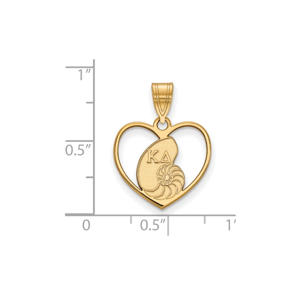 Sterling Silver Gold-plated LogoArt Kappa Delta Sorority Symbol Heart Pendant