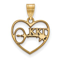 Sterling Silver Gold-plated LogoArt Kappa Kappa Gamma Sorority Symbol Heart Pendant